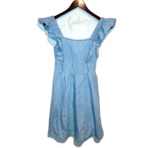 Wallflower Chambray Sleeveless Ruffle Tie Back Dress Size Small